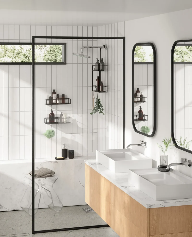 CUBIKO SET 2 Cestini adesivi per doccia / cucina / salone