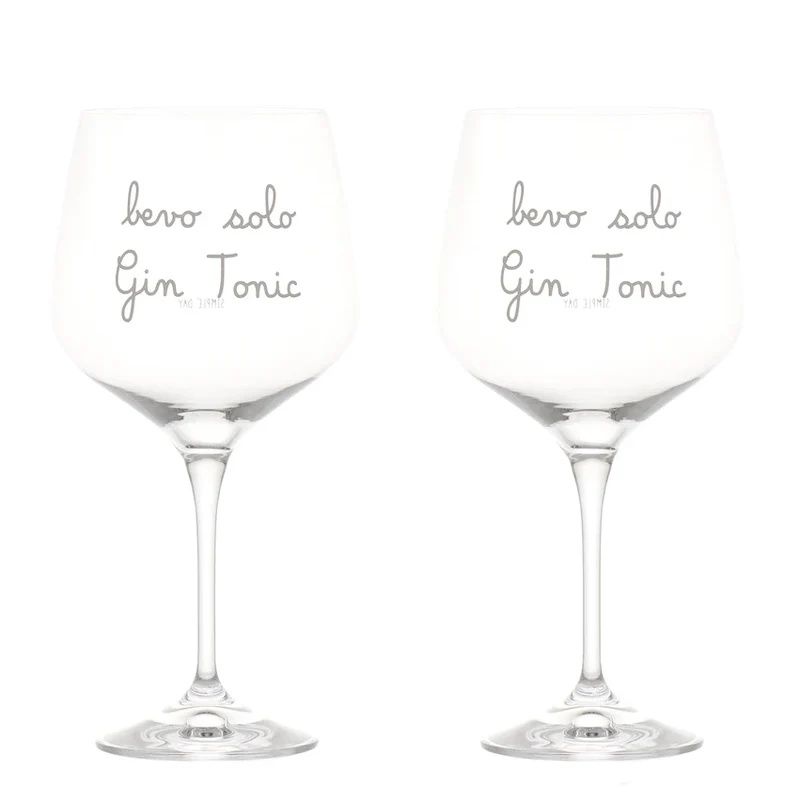SET 2 calici cocktail "Bevo solo gin tonic" 82 CL