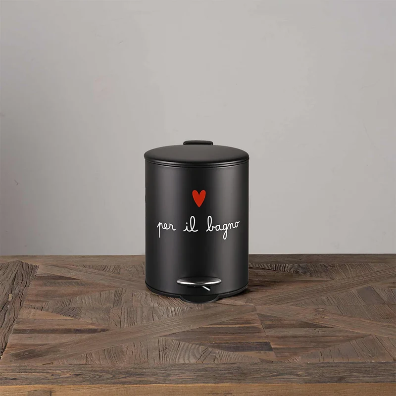 Pattumiera "Per il bagno" - Nero 5 L