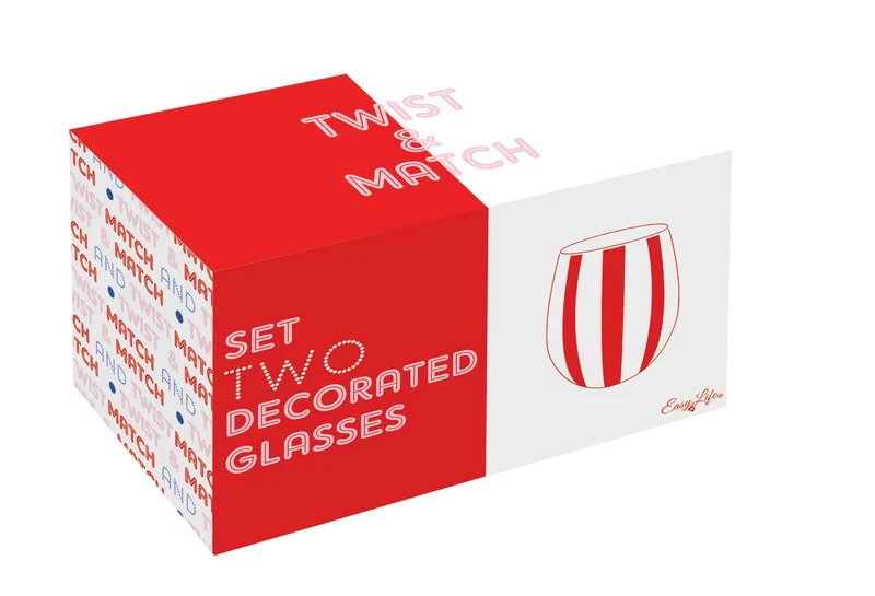 Set 2 bicchieri acqua 500 ml in vetro in color box TWIST & MATCH RED