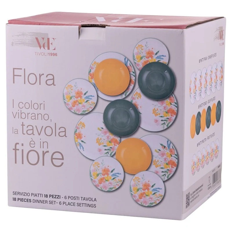 FLORA SERVIZIO DI PIATTI 18 PEZZI