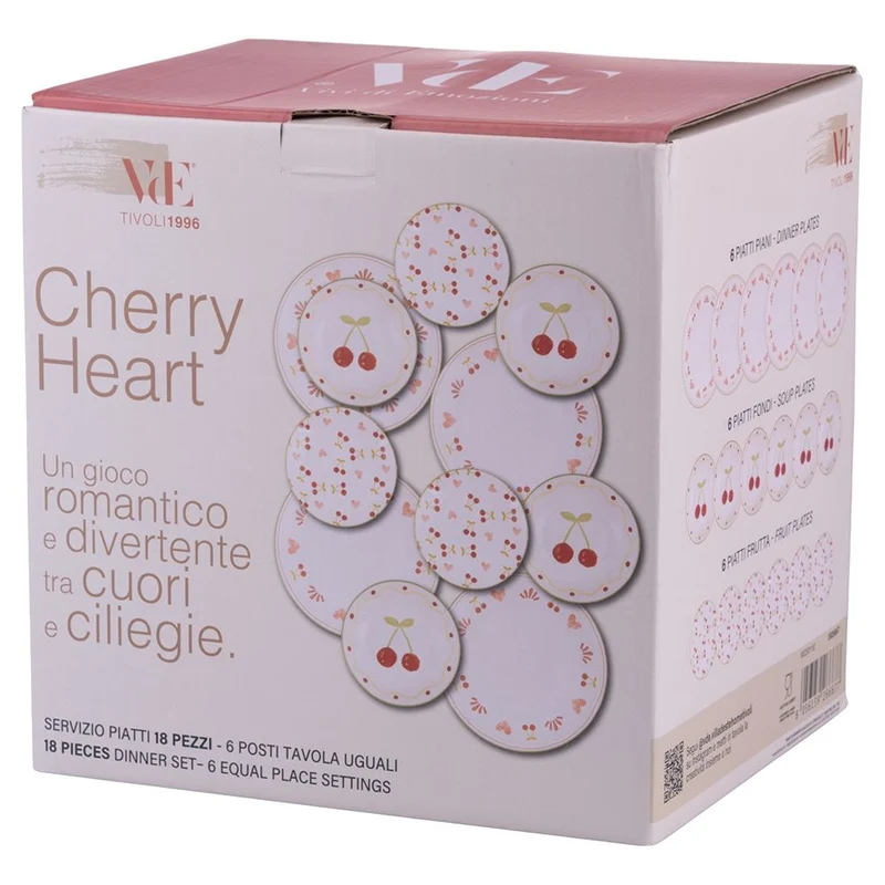 CHERRY HEART SERVIZIO DI PIATTI 18 PEZZI