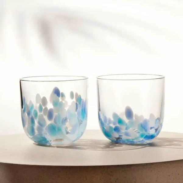 LIKE GLASS Bicchiere da acqua - Blu, 200 ml, vetro SET 2 PZ