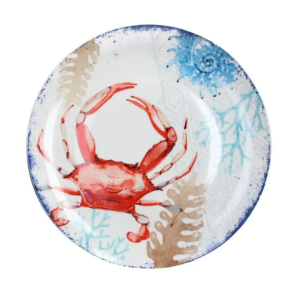 Servizio Tavola 12 pezzi AQUARIUM - Porcellana Rosso-Blu