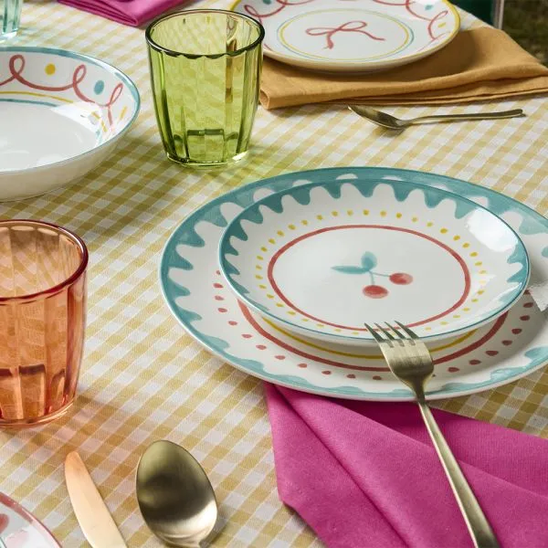 Servizio Tavola 18 pezzi CHERRY POP - Porcellana Multicolor