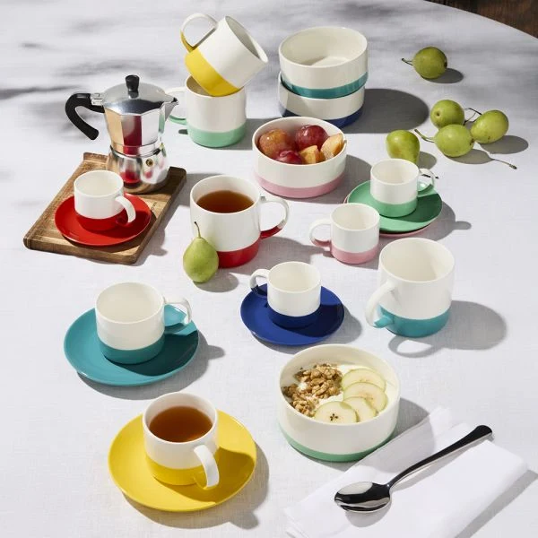 SET 6 tazze caffè con piatto 110 cc RAINBOW - Porcellana Multicolor
