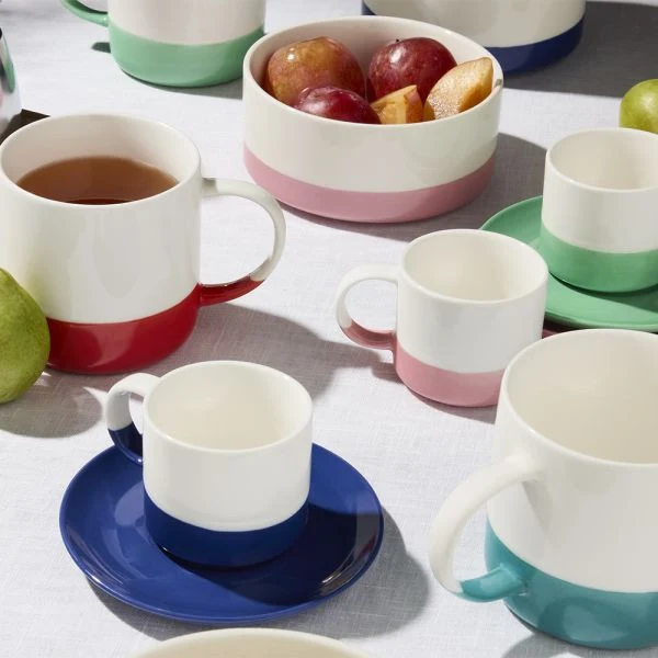 SET 6 tazze caffè con piatto 110 cc RAINBOW - Porcellana Multicolor