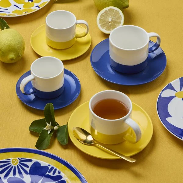 SET 6 tazze caffè con piatto 110 cc RAINBOW - Porcellana Multicolor