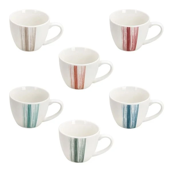SET 6 tazze caffè con piatto 80 cc IRIS - Porcellana Multicolor
