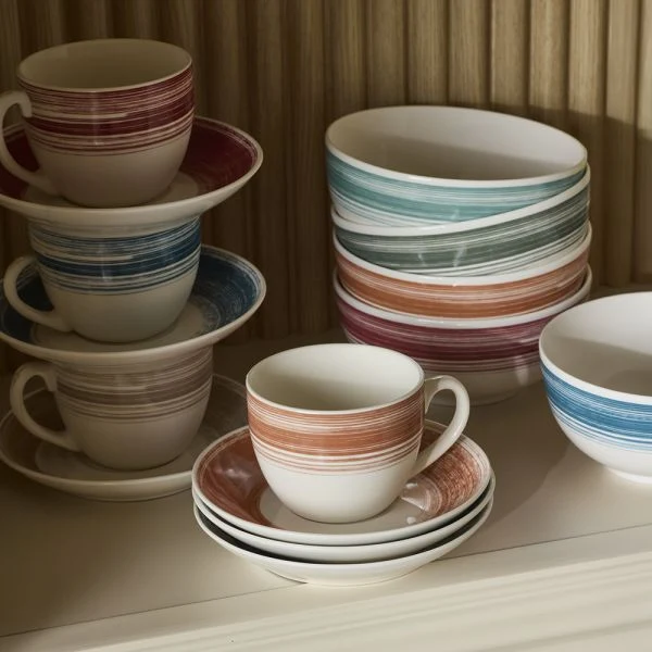 SET 6 tazze caffè con piatto 80 cc IRIS - Porcellana Multicolor