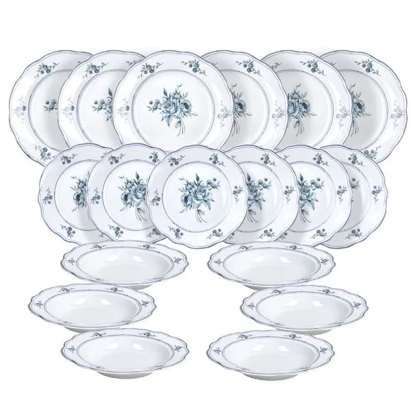 Servizio Tavola 18 pezzi HERITAGE FLORALS - Porcellana Blu