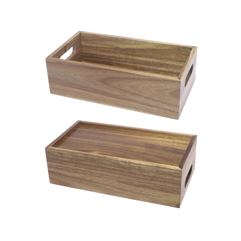 Cassetta/alzata legno di acacia gn 1/3 cm.32.5x17.6 h.10