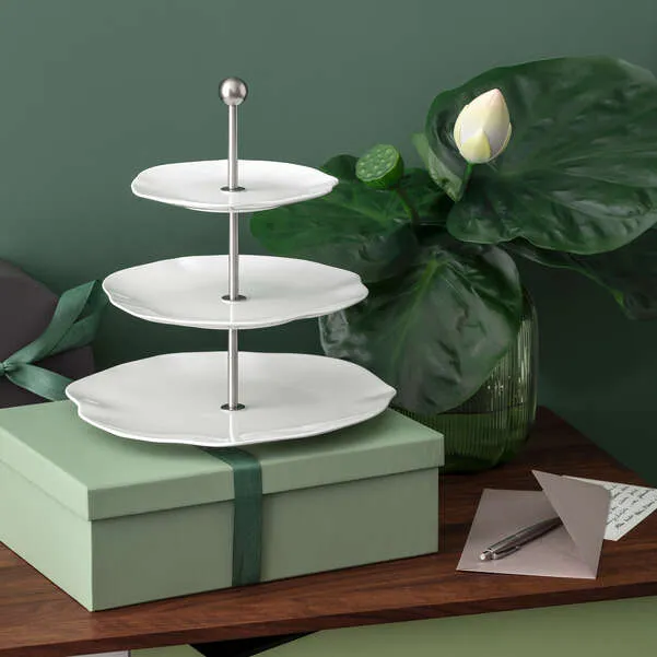 PURA Alzata bianca - 27,2 x 27,2 cm, Premium Bone Porcelain