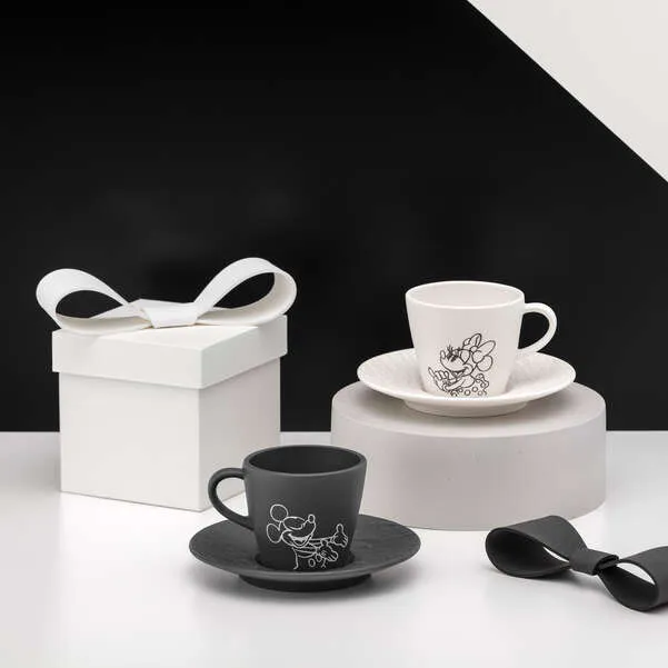 Manufacture - Mickey Mouse Tazzina da caffè con piattino Premium Porcelain nera/