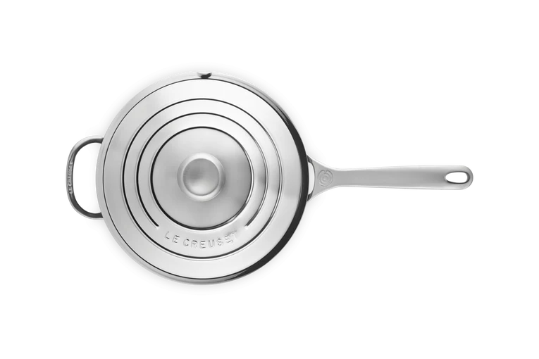 Padella "Dello Chef" con maniglia e coperchio in acciaio inox, interno antiadere