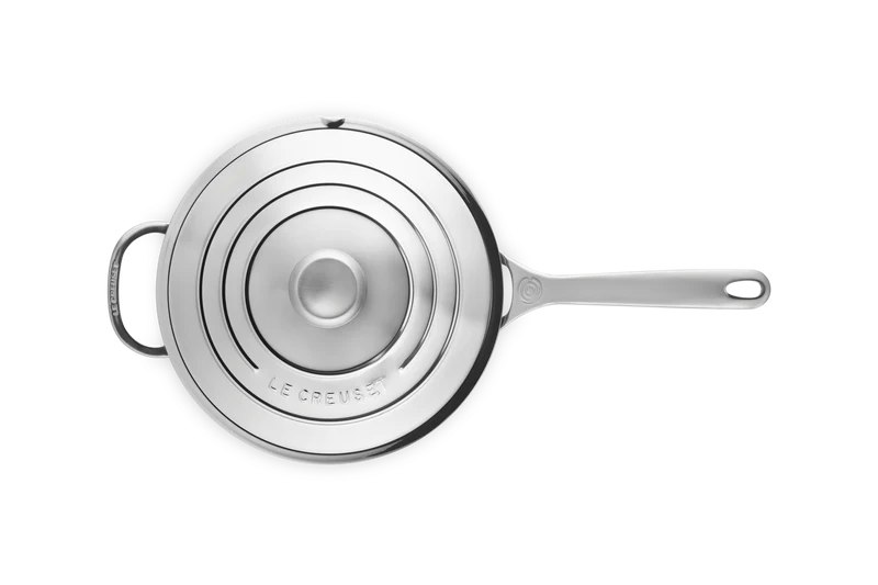 Padella "Dello Chef" con maniglia e coperchio in acciaio inox, interno antiadere