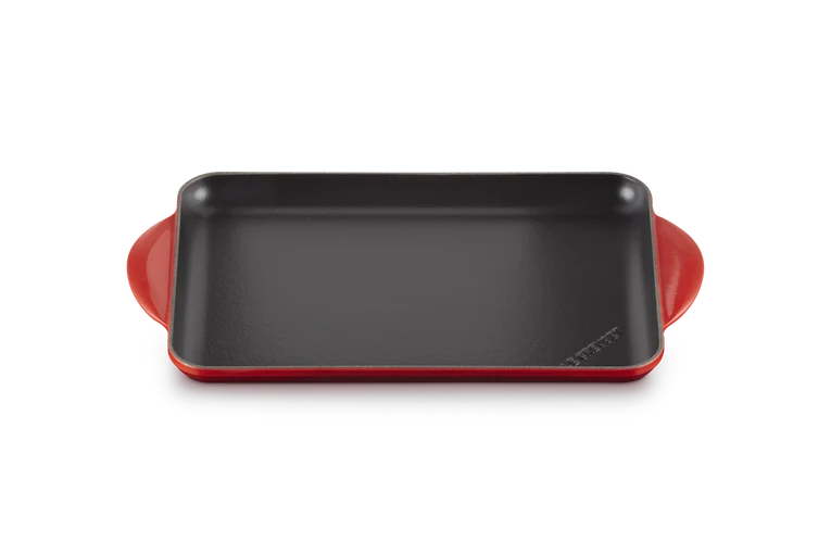 Grill rettangolare liscio - in ghisa vetrificata / 32cm