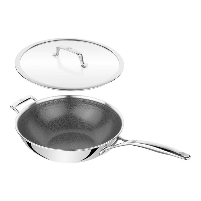 PEAK Wok con coperchio in Acciaio Inox 18/10 - 30 cm Ceraforce HyCoat