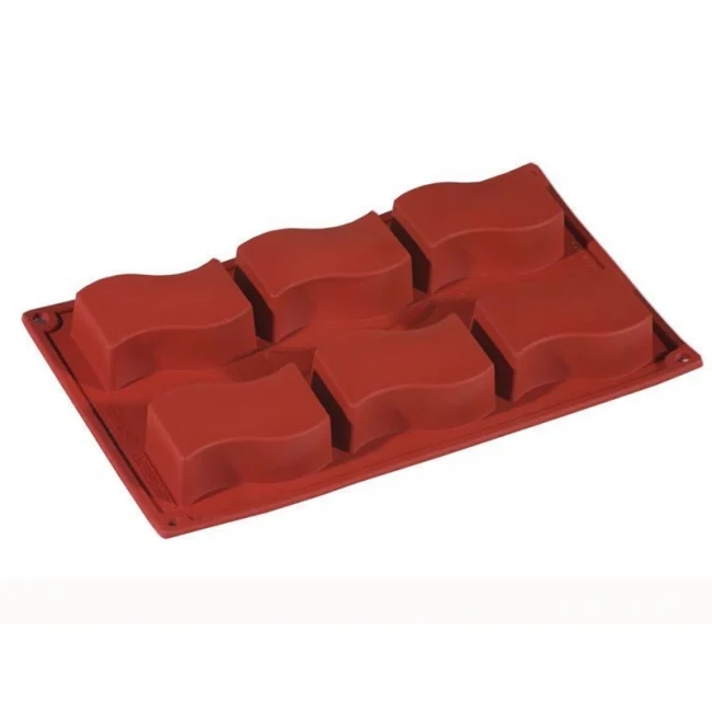 Stampo silicone rettangolo ondine cm.8x4.5 h.2.5 6 impronte