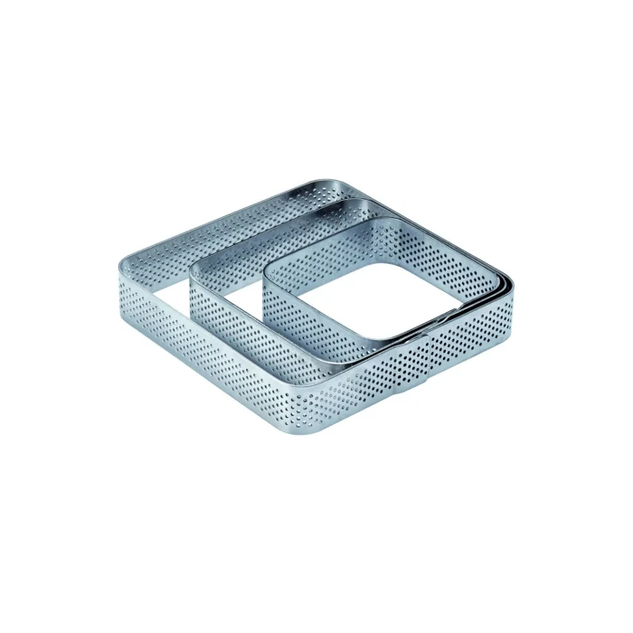 Fascia inox microforata quadra bordi arrotondati cm.19x19 h.3.5 pavoni