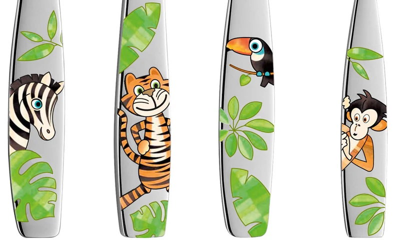 JUNGLE Set di posate da bambino, 4-pz. Argento