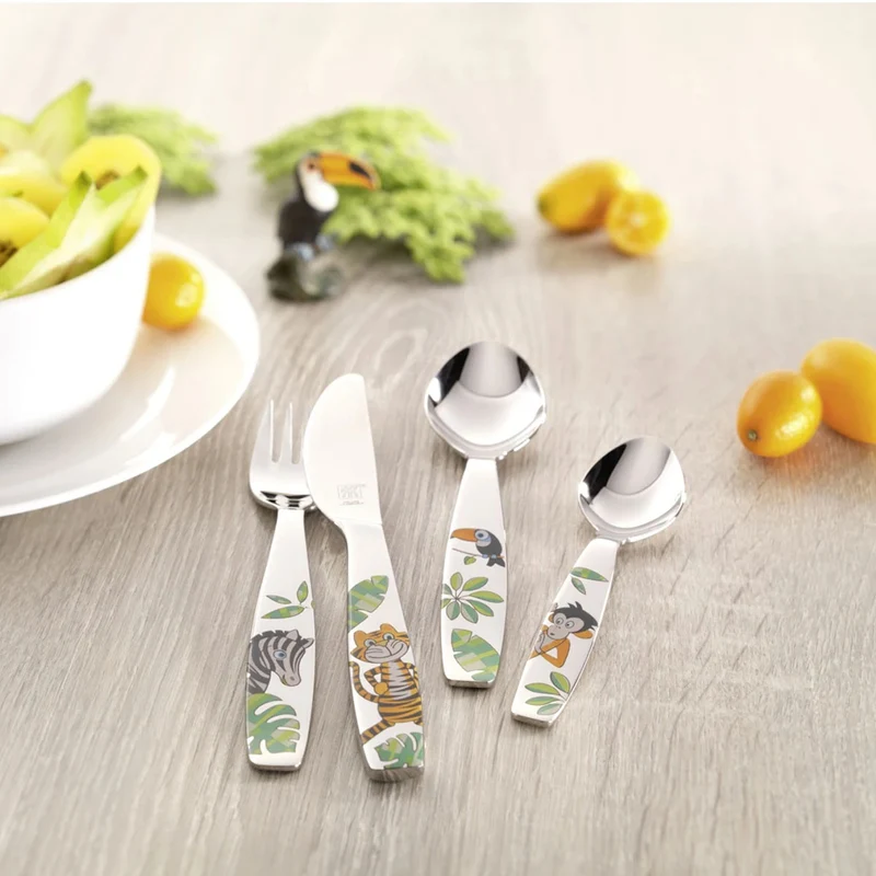 JUNGLE Set di posate da bambino, 4-pz. Argento