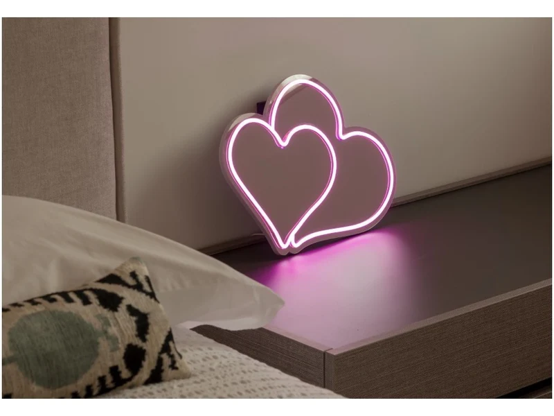 Specchio neon decorativo - decoro cuori - 30x30 cm