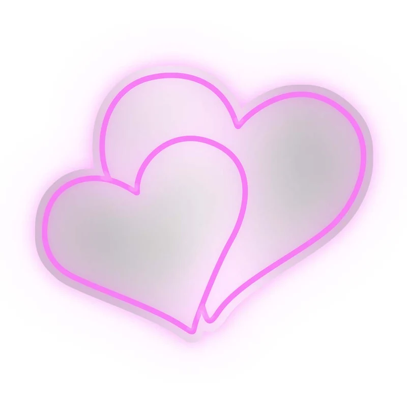 Specchio neon decorativo - decoro cuori - 30x30 cm