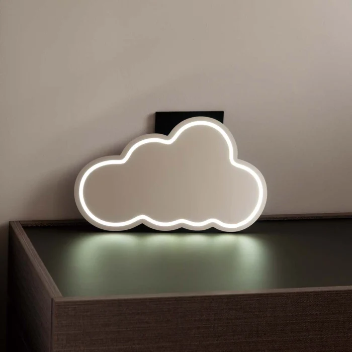 Specchio neon decorativo - decoro nuvola bianca - 40X24 cm