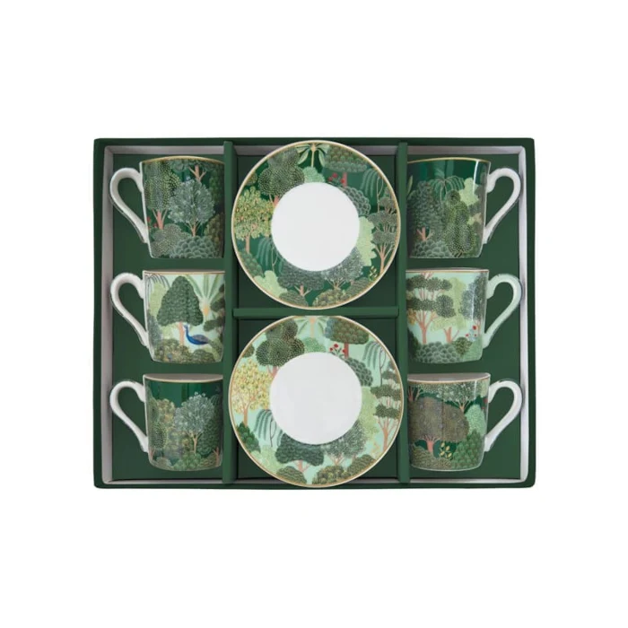 Set 6 tazzine espr.100 ml c/piattini in gift box WOODLAND