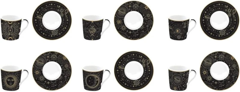 Set 6 tazzine espresso 100 ml c/piattini in gift box CELESTIAL