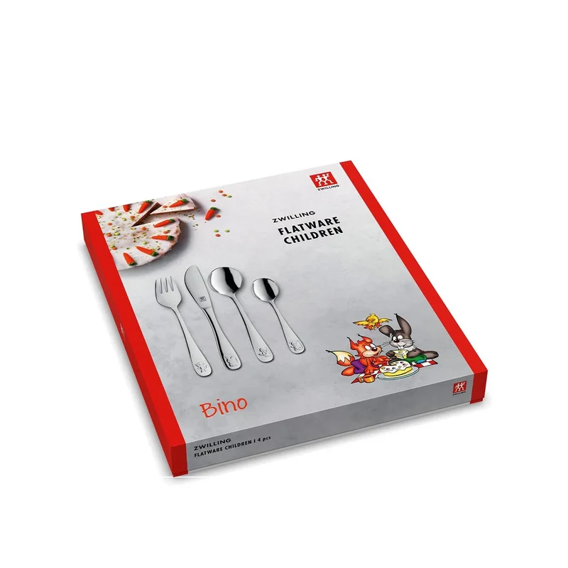 BINO Set di posate da bambino, 4-pz., argento