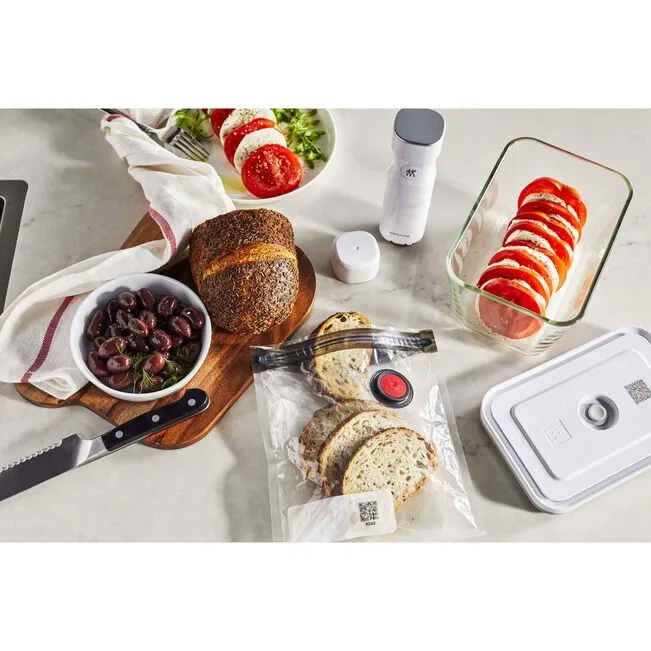 Fresh & Save Starterset sottovuoto, vetro / M/L, 7-pz., bianco