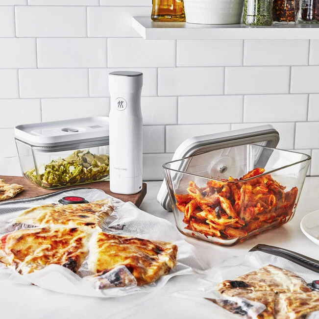 Fresh & Save Starterset sottovuoto, vetro / M/L, 7-pz., bianco