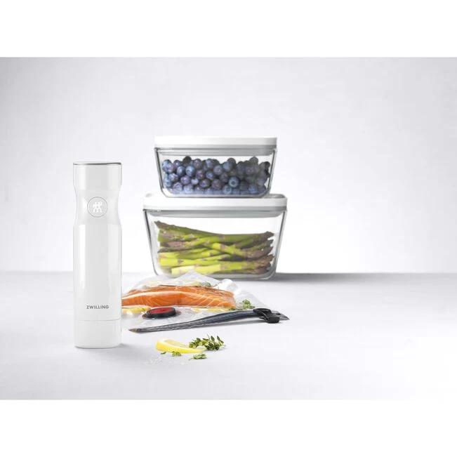 Fresh & Save Starterset sottovuoto, vetro / M/L, 7-pz., bianco