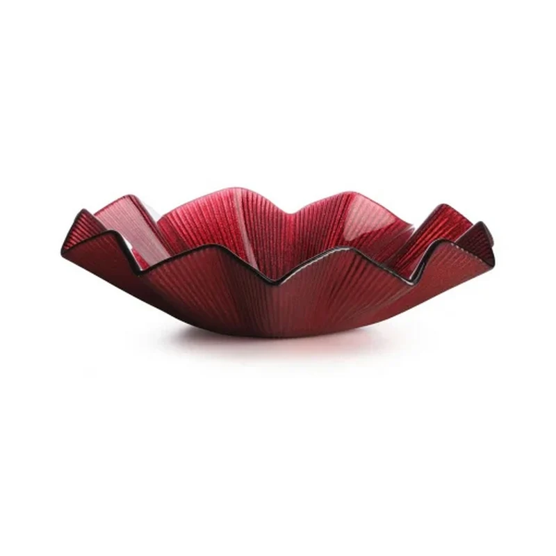 Noel Centro Tavola In Vetro - 39cm Glitter Rosso