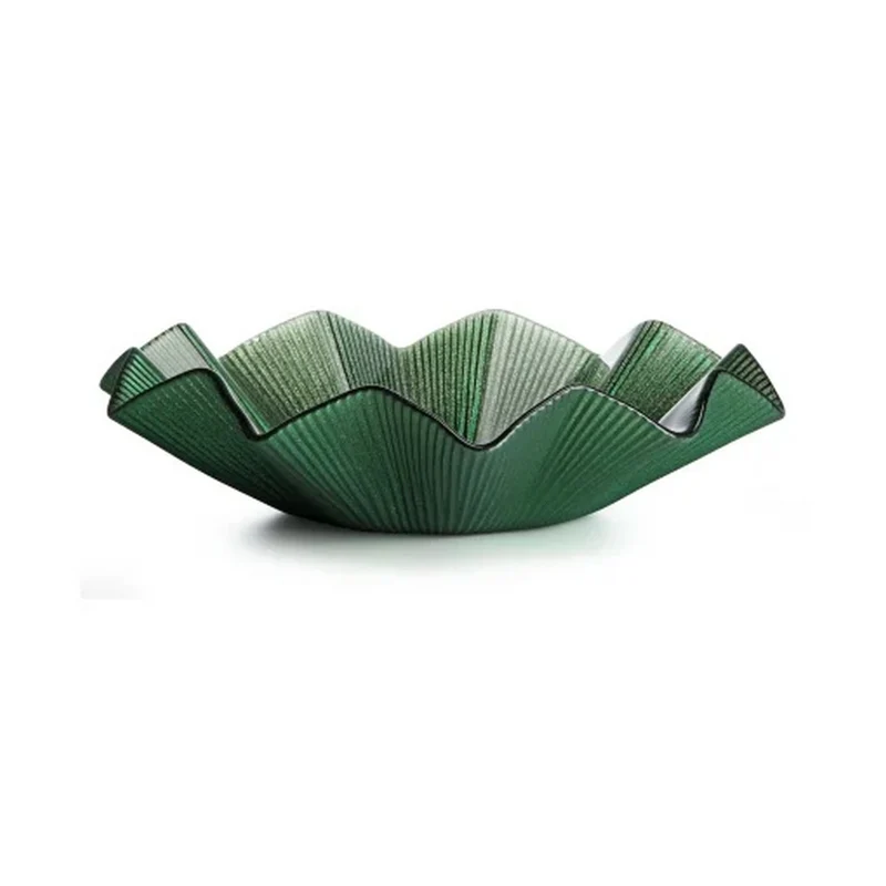 Noel Centro Tavola In Vetro - 39cm Glitter Verde Abete