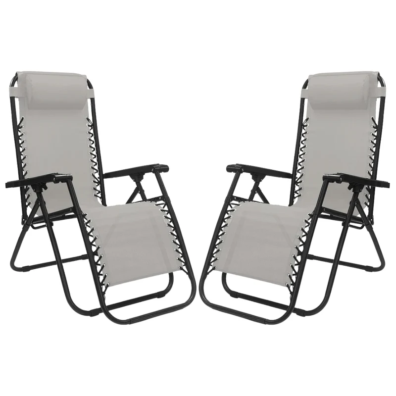 Set 2 Poltrone reclinabile in metallo e textilene con cuscino - No Gravity