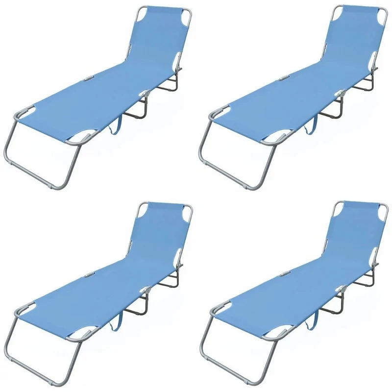 Set 4 Lettini prendisole pieghevoli e reclinabili in metallo