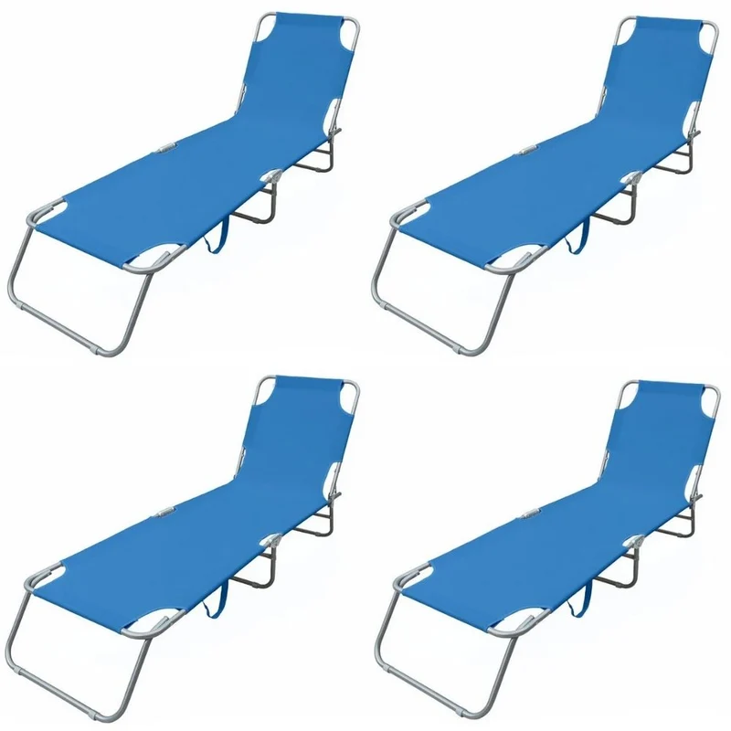 Set 4 Lettini prendisole pieghevoli e reclinabili in metallo