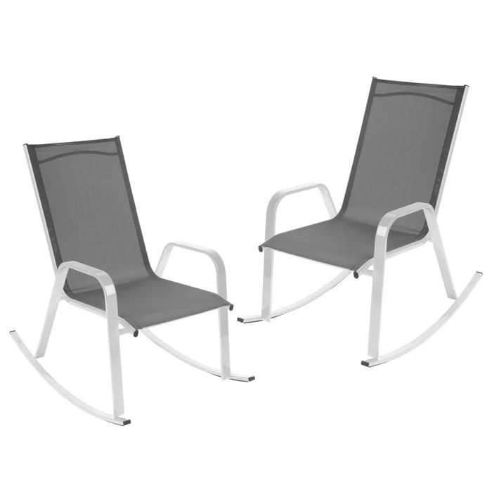 Set 2 poltrone a dondolo da giardino in metallo - Serenity