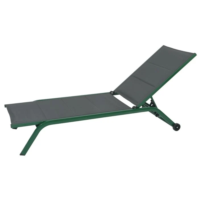 Set 4 lettini da giardino in metallo con schienale reclinabile e ruote - Serenity