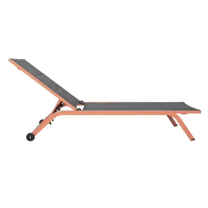 Set 4 lettini da giardino in metallo con schienale reclinabile e ruote - Serenity