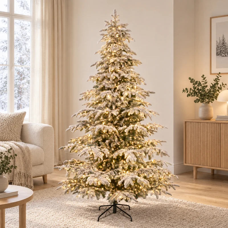 Albero di Natale innevato realistico con luci bianco caldo - Salice