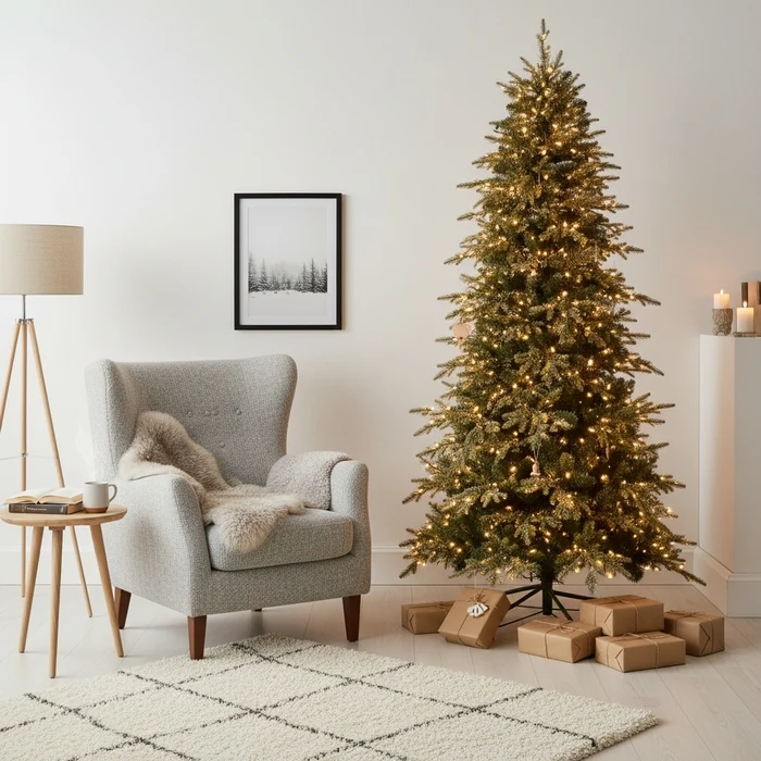 Albero di Natale verde realistico con luci bianco caldo - Big Sky Slim