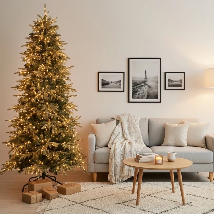 Albero di Natale verde realistico con luci bianco caldo - Big Sky Slim