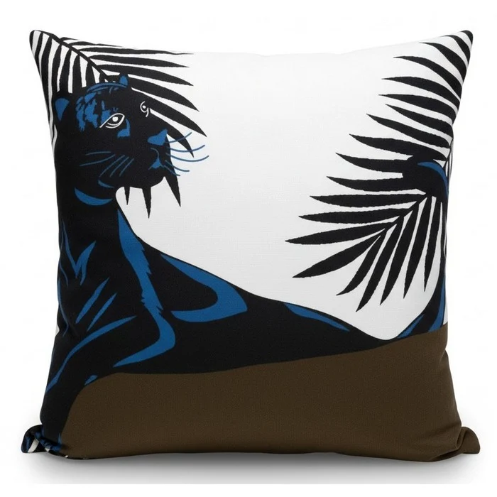 Cuscino in cotone con stampa tigre e foglie 45x45 cm
