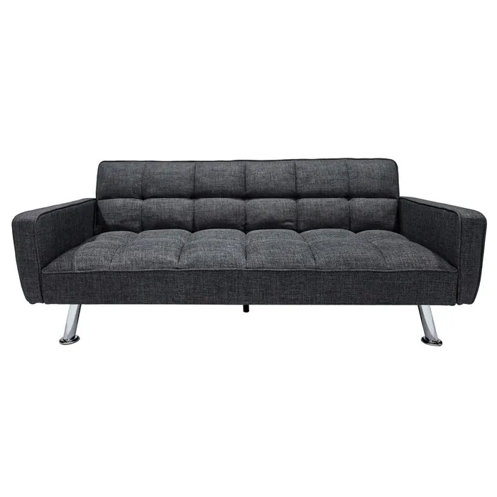 Divano letto in tessuto con gambe in metallo cromato - Nova