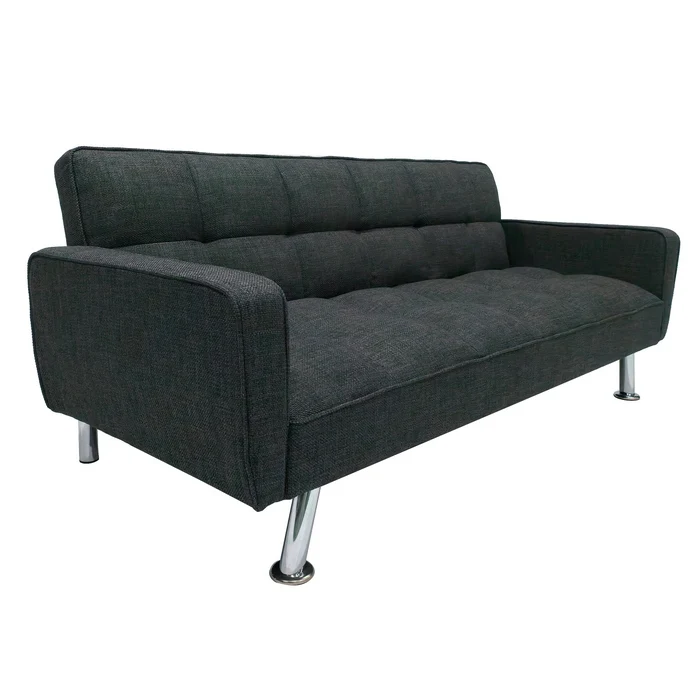 Divano letto in tessuto con gambe in metallo cromato - Nova