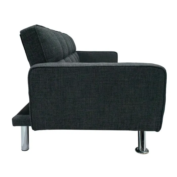 Divano letto in tessuto con gambe in metallo cromato - Nova
